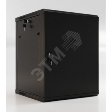 Шкаф настенный 19-дюймовый (19') 9U 500x600х450мм металлическая передняя дверь с замком две боковые панели цвет черный (RAL