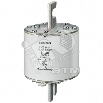 Вставка плавкая 1250A AR 800V AC MBC=6XIN SIZE 3 ножевые контакты (3NC3343-1U)