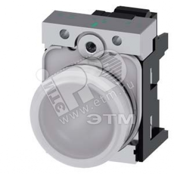 Индикатор световой 22мм круглый металлический 24V AC/DC белый матовый рассеиватель
