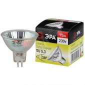 Лампа накаливания галогенная GU5.3-JCDR (MR16) -75W-230V-CL (галоген, софит, 75Вт, нейтр, GU5.3) ЭРА (10/200/6000) ЭРА