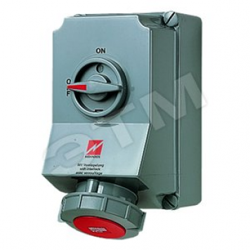 Розетка настенная механическая блокировка DUO 63А 3Р+E IP67 (7289)