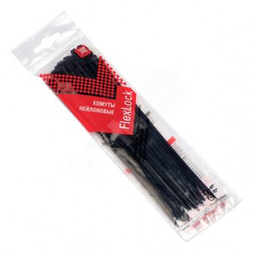 Хомут P6.6 стандартный черный 2.5x200 (50шт) FlexLock PROxima (plc-fl-ctsb-2.5x200-r)