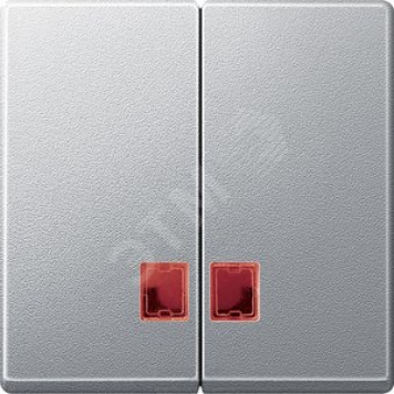 Клавиша 2шт с красным окошком для светоиндикатора алюминий (MTN3456-0460)