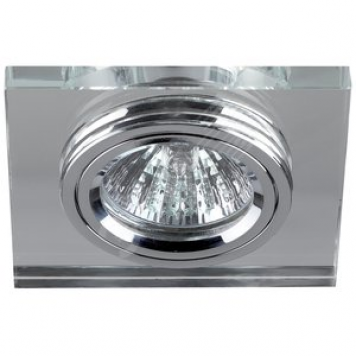 Светильник декор стекло квадрат MR16,12V/220V, 50W, хром/зеркальный DK8 CH/WH ЭРА (C0043740)