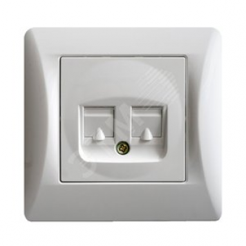 GUSI Ugra Розетка компьютерная и телефонная (RJ45, RJ12), скрытая установка, с одноместной рамкой С1110-001. Цвет белый. (С11КT-001-СБ)