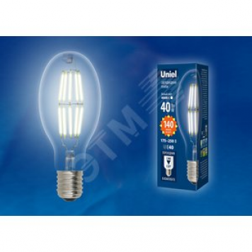 LED-ED90-40W/DW/E40/CL GLP05TR Лампа светодиодная, прозрачная. Дневной белый свет (6500K). Картон. ТМ Uniel (LEDED9040WDWE40CLGLP05TR)
