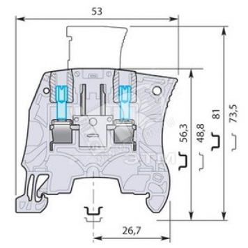 Клемма ZS4-SP-T2 с розеткой + 2 тестовых гнезда DIA2