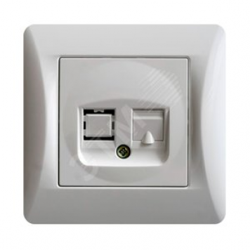 GUSI Ugra Розетка компьютерная RJ45, одинарная, скрытая установка, с одноместной рамкой С1110-001. Цвет белый. (С11К1-001-СБ)