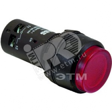 Кнопка с подсветкой CP4-13R-10 красная 220В AC/DC с выступающей клавишей с фиксацией 1НО