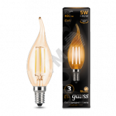 Лампа светодиодная LED 5вт, 230в, Е14, FILAMENT, теплый, свеча на ветру Gauss (104801005)
