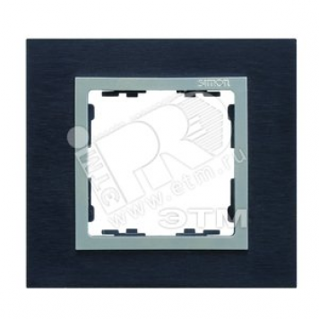 Рамка на 1 пост, S82N, сталь матовая чёрная - алюминий (металл) (82917-38)