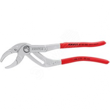 Клещи переставные трубные захватные, 25-80мм, для сифонов, масляных фильтров, пластмассовых труб, L=250мм, Cr-V, хромированные (KN-8103250)
