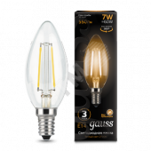 Лампа светодиодная LED 7Вт 230в, E14 Filament теплый, свеча Gauss