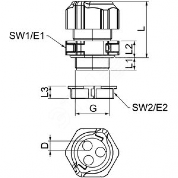 Ввод кабельный разборный (V-TEC TB25 3x7)