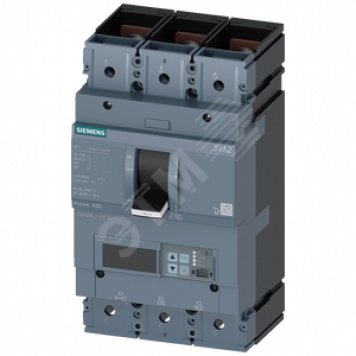 CIRCUIT BREAKER 3VA2 IEC FRAME 630 BREAKING CAPACITY CLASS C ICU=110KA @ 415 V 3-POLE, LINE PROTECTION ETU850, LSI, IN=400A OVERLOAD PROTECTION IR=160A ...400A SHORT CIRCUIT PROTECTION ISD=0,6..10X IN, II=1,5..15X IN NEUTRAL PROTECTION OPTIONAL