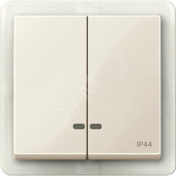 Клавиша 2шт с окошком для светоиндикатора IP44 бежевый