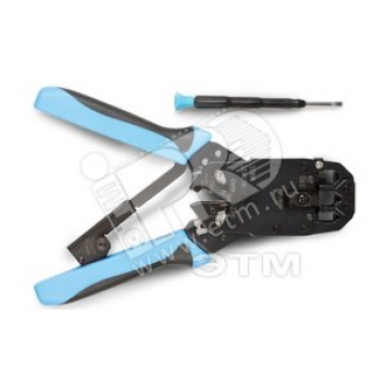 Инструмент обжимной для RJ-45/ RJ-12/ RJ-11 8P8C 6P6C 4P4C профессиональный с храповым механизмом