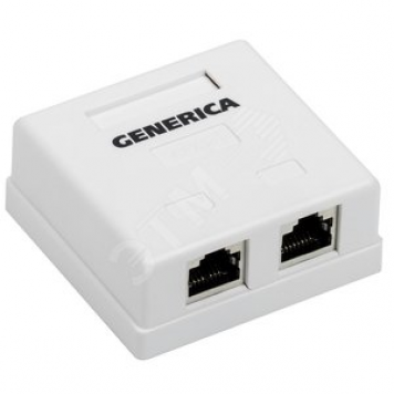 Розетка информационная настенная RJ45 категории 5Е FTP 2 порта GENERICA
