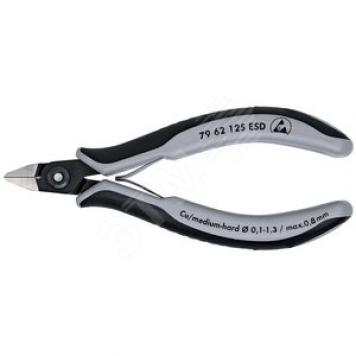KNIPEX Прецизионные кусачки боковые для электроники антистатические ESD, вороненые 125 mm, KN-7962125ESD