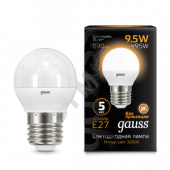 Лампа светодиодная LED 9.5Вт E27 шар,теплый Gauss