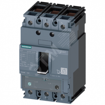 Выключатель в литом корпусе 3VA1 IEC типоразмер 160 класс отключающей способности M ICU=55кА 415В 3P TM240 ATAM IN=16A (3VA1196-5EF36-0KA0)