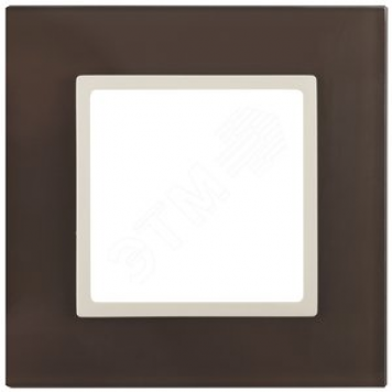Рамка на 1 пост, стекло, Эра Elegance, мокко+сл.кость, 14-5101-31 (Б0034485)