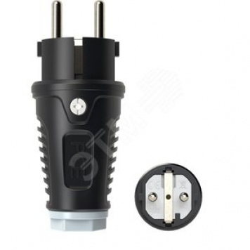 PCE Вилка каб 16A/250V/2P+E/IP54 корпус черный, маркер серый (0511-sdg)