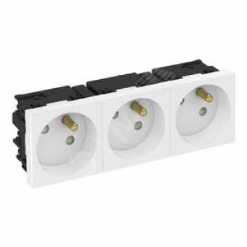 Розетка тройная 33° Modul45connect, франц. стандарт, 250 В, 16A (зеленый) (STD-F3C MZGN3)