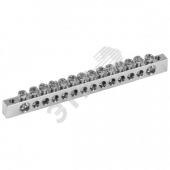 Шина PEN ''земля-ноль'' 6х9мм 14/2 Ni (14групп/крепеж по краям) IEK (YNN11-14-100-N)