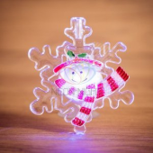 Фигура светодиодная на присоске Снежинка со снеговиком RGB (501-021)