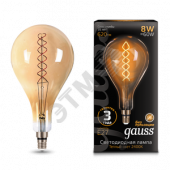 Лампа светодиодная LED 8Вт E27 2400К 620Лм Vintage Filament Flexible A160 E27 160*300mm Golden Gauss (150802008)