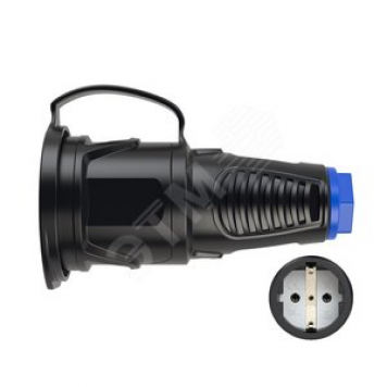 PCE Розетка каб 16A/250V/2P+E/IP54 с черным крышкой и корпусом, маркер синий (2511-sb)