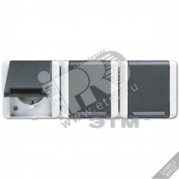 Розетка тройная горизонтальная SCHUKO 16A 250V накладная IP44
