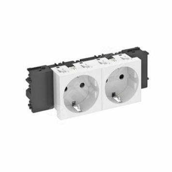 Розетка двойная 0° Modul45connect с з/к, 250 В, 16A (черный) (STD-D0C SWGR2)
