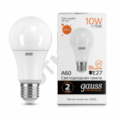 Лампа светодиодная LED 10вт 230в Е27 теплый Gauss Elementary