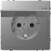 Розетка D-Life 16А с заземляющим контактом и крышкой IP 44 сталь нержавеющая SD