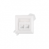 Панель со вставкой, немецкий формат, 80x80мм, 2 порта, под модули Keystone бел (NMC-PL80X80-2PA-WT)