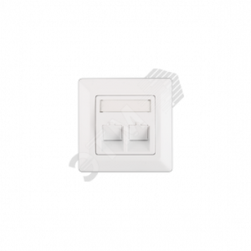 Панель со вставкой, немецкий формат, 80x80мм, 2 порта, под модули Keystone бел (NMC-PL80X80-2PA-WT)