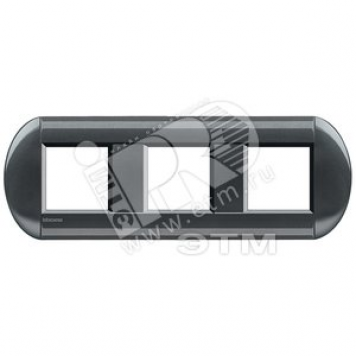 LivingLight Рамка овальная 3 поста Сталь (LNB4802M3AC)