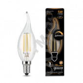 Лампа светодиодная LED 5Вт 230в, E14 Filament теплый, dim свеча на ветру, Gauss (104801105-D)
