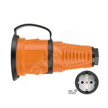 PCE Розетка каб 16A/250V/2P+E/IP54 корпус оранжевый, крышка и маркер черный (2511-os)