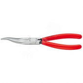 KNIPEX Плоскогубцы механика, плоскокруглые изогнутые губки с крестовой насечкой, L-200 мм, чёрные, обливные рукоятки, KN-3831200 (KN-3831200)