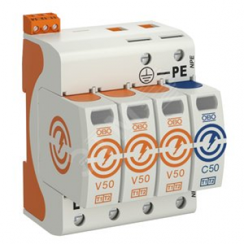 УЗИП для силовых сетей 3+NPE (Класс I+II), 320В (V50-3+NPE+FS-320)