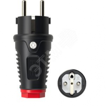 PCE Вилка каб 16А/250V/2P+E/IP44 корпус черный, маркер красный (0521-sr)