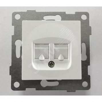 GUSI Ugra механизм розетки телефонной RJ12, двойной, скрытая установка. Цвет белый.