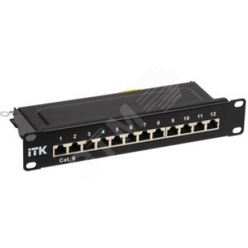 Патч-панель ITK 1U кат.6 STP 12 портов 10дюйм Dual IDC (PP12-1UC06S-D05-10)