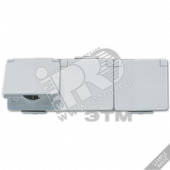 Розетка штепсельная SCHUKO накладная тройная горизонтальная IP44