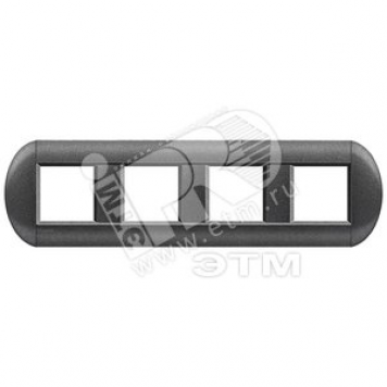 LivingLight Рамка овальная 4 поста Графит (LNB4802M4GF)