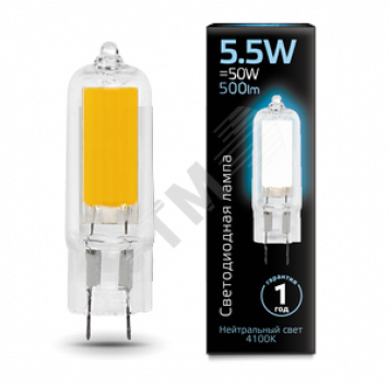 Лампа светодиодная LED 5.5Вт 4100K G4 AC220-240V Glass Gauss