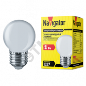 Лампа светодиодная LED 1вт Е27 белый шар (61243 NLL-G45)
